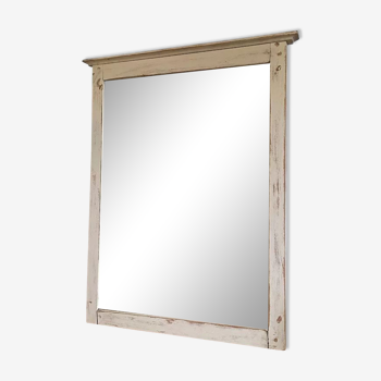 Miroir biseauté cadre bois patiné