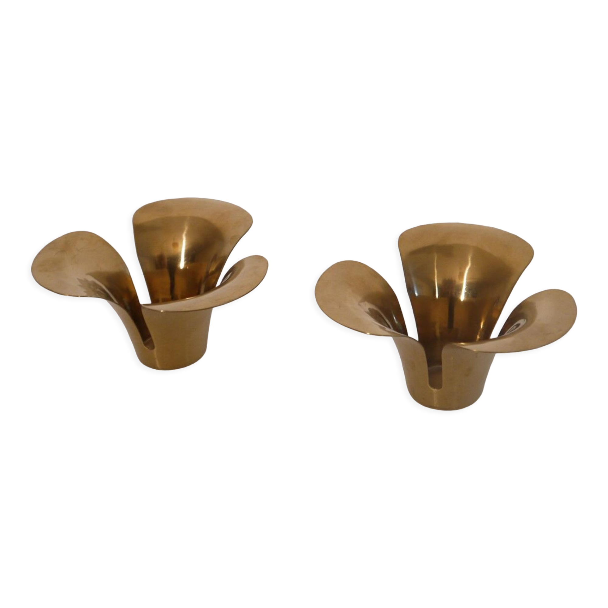 Pair of Scandinavian brass candle holders 1970