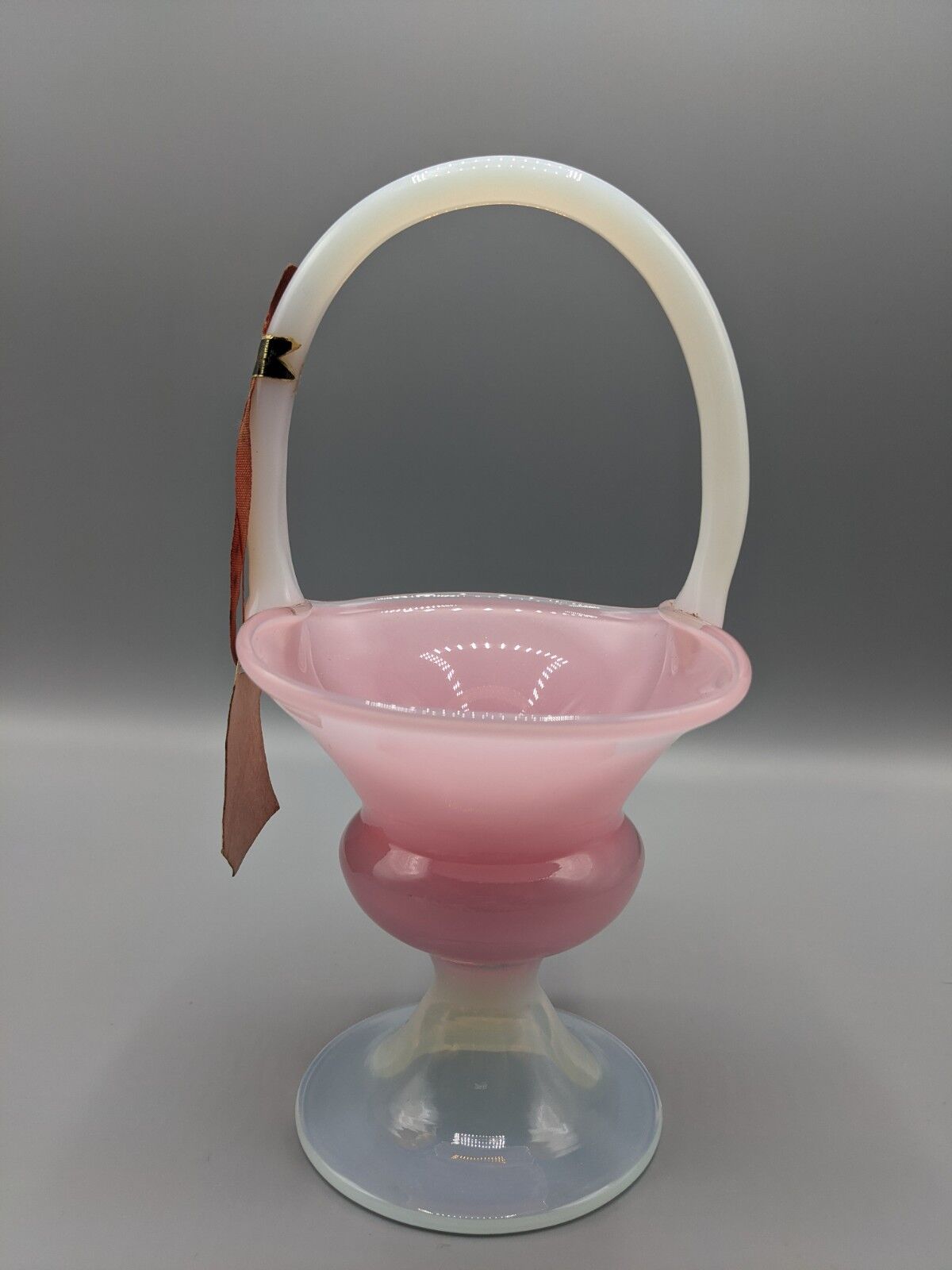 opaline basket, candy pink from Cristaleria La Toscana - H: 20cm