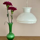 Suspension aabt-jour vintage en opaline blanche