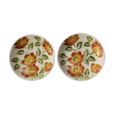 Set of 2 hollow plates Moulin des Loups - Ontario model - orange flowers
