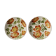 Set of 2 hollow plates Moulin des Loups - Ontario model - orange flowers