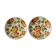Set of 2 hollow plates Moulin des Loups - Ontario model - orange flowers