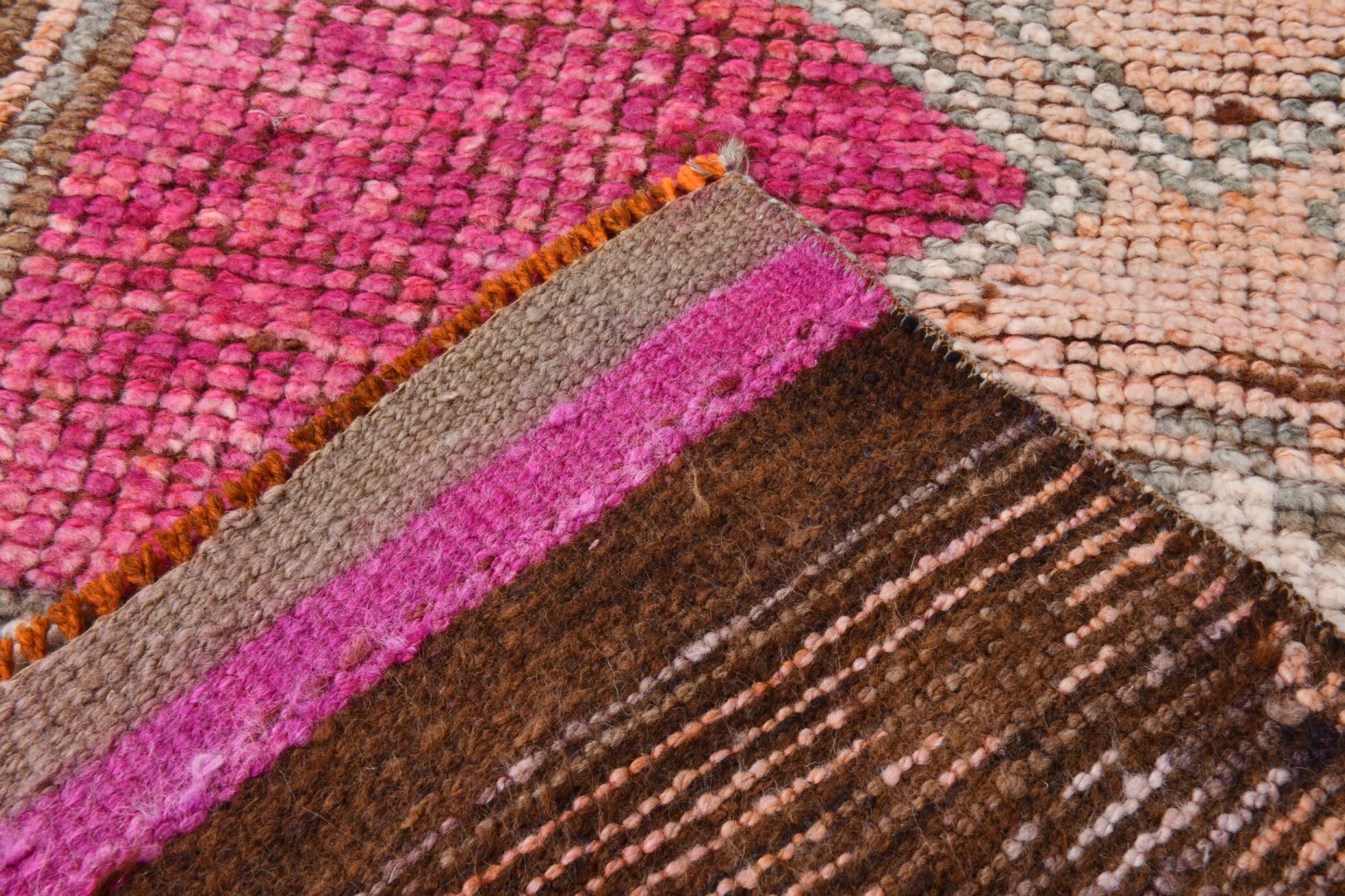 3x11 Soft Pink Mid Ceuntry Modern Turkish Wool Runner Rug, 87x339 Cm