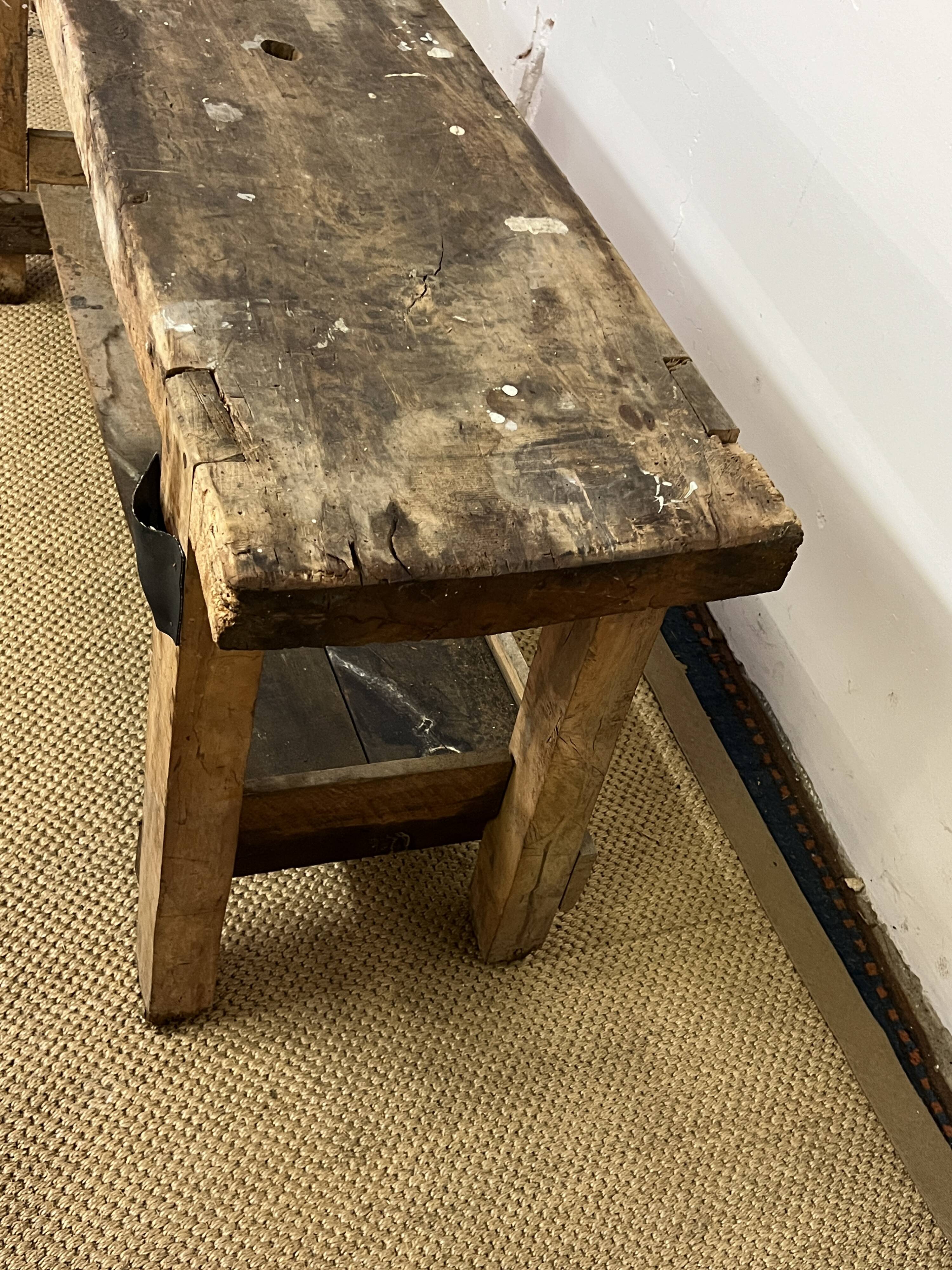 Old wooden craft workbench