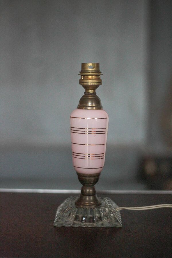 Pied de lampe art déco, pied de lampe opaline et verre, lampe à poser, déco