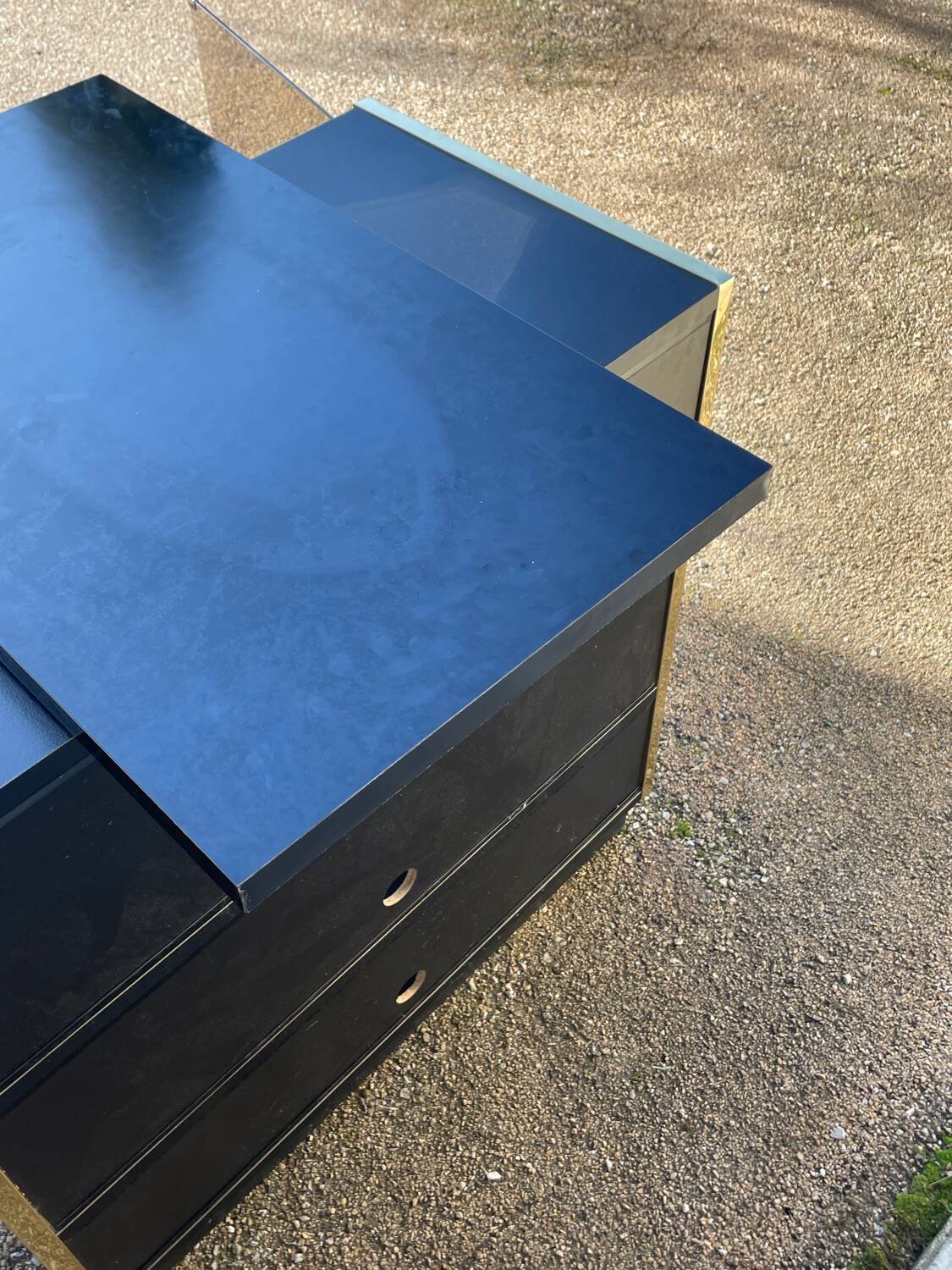 Vintage black and gold TV cabinet from the 70s/80s