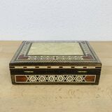 Mother-of-pearl and wood marquetry jewelry box