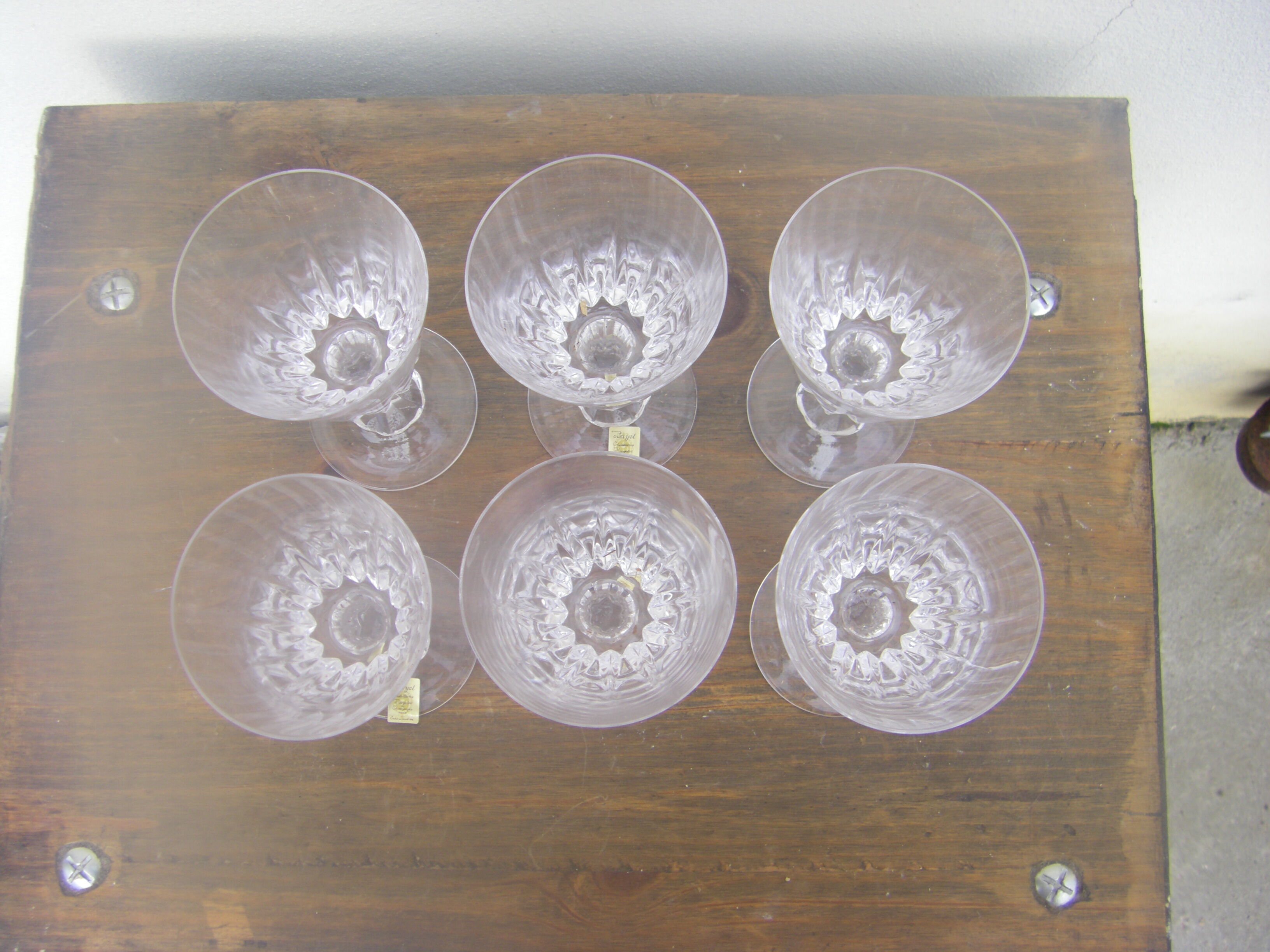 Six bayel cut crystal glasses