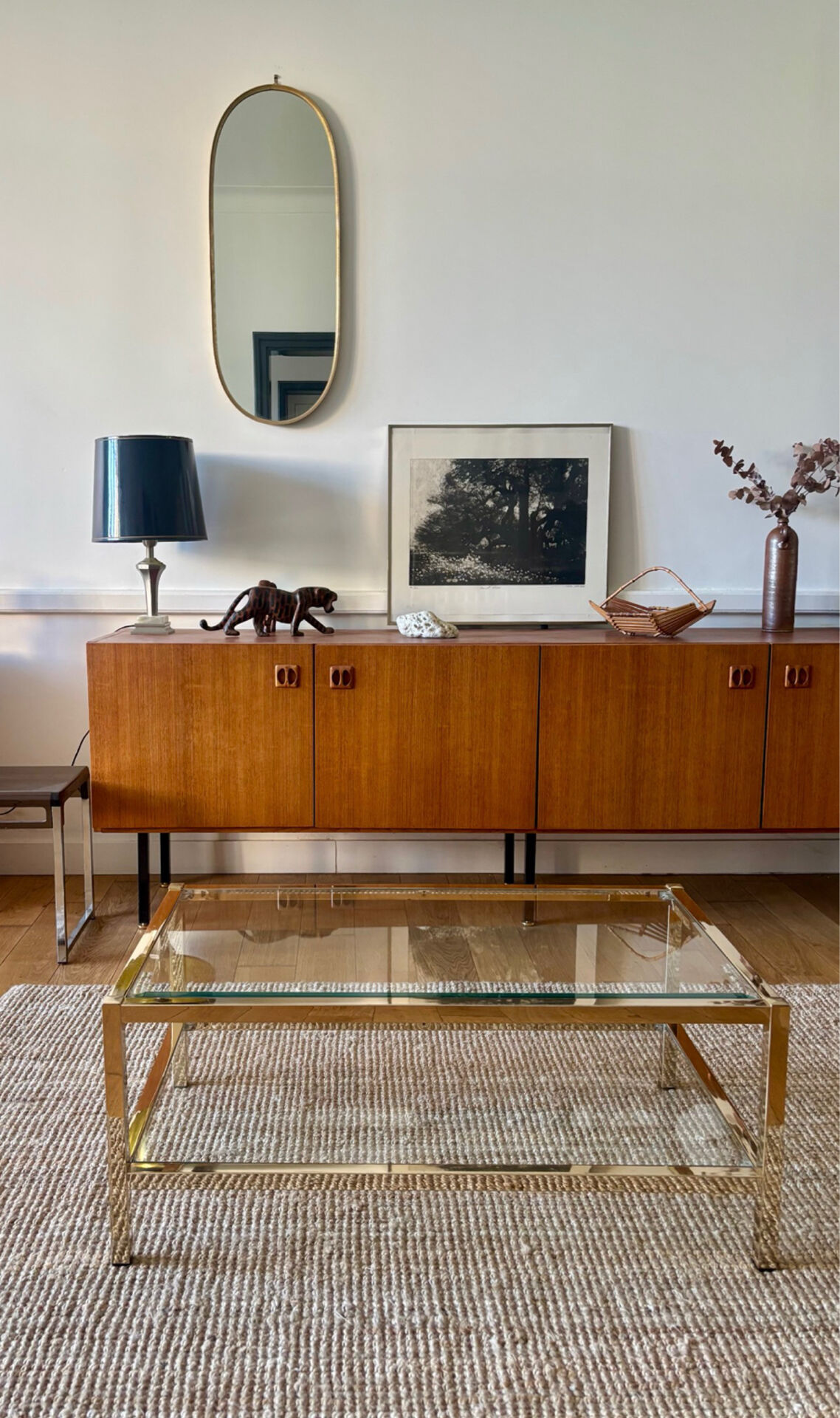 Table basse à double plateau des années 70
