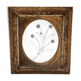 Wall mirror with flower 64x74cm