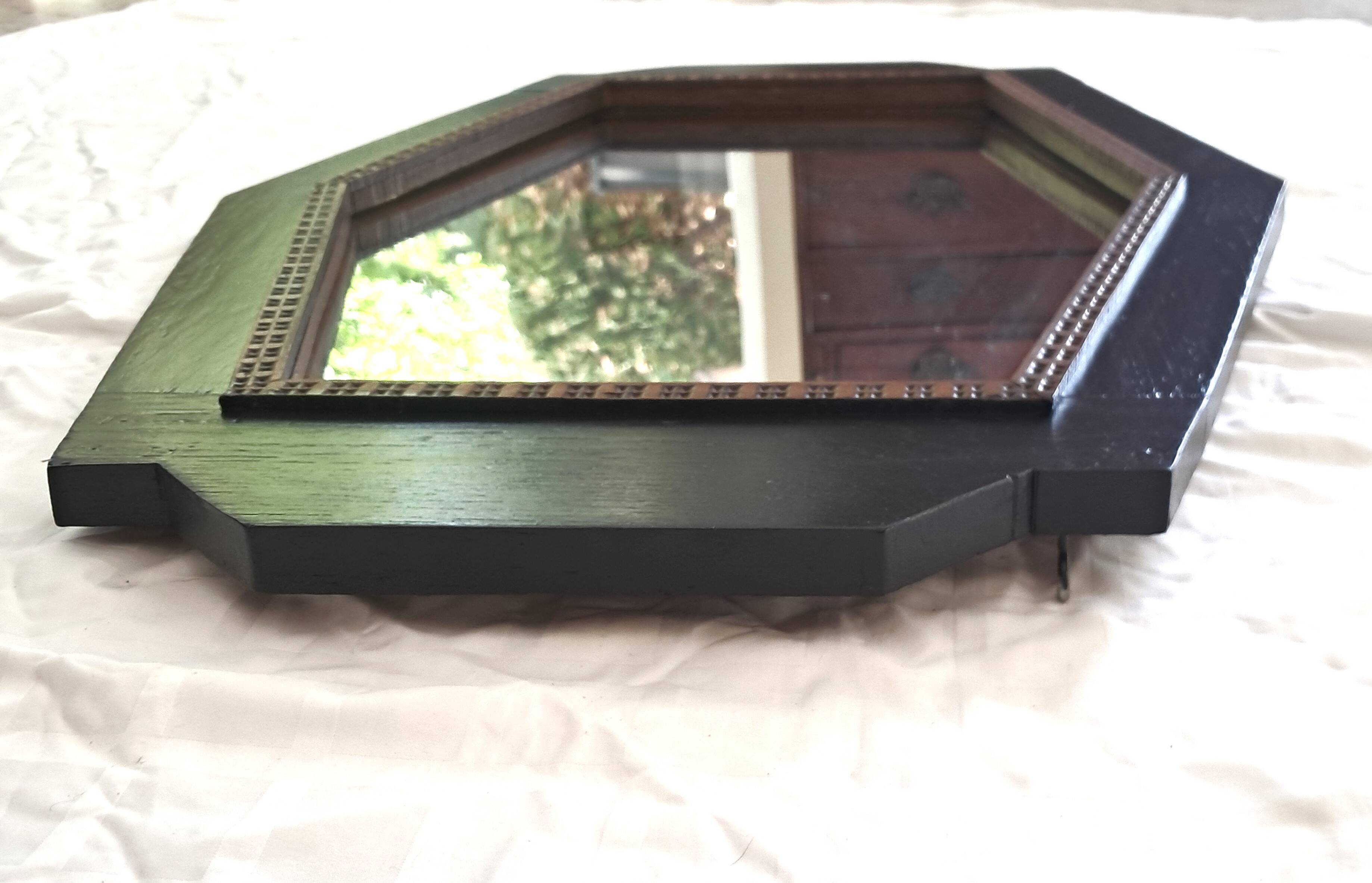 Large Art Deco Mirror with Geometric Frame