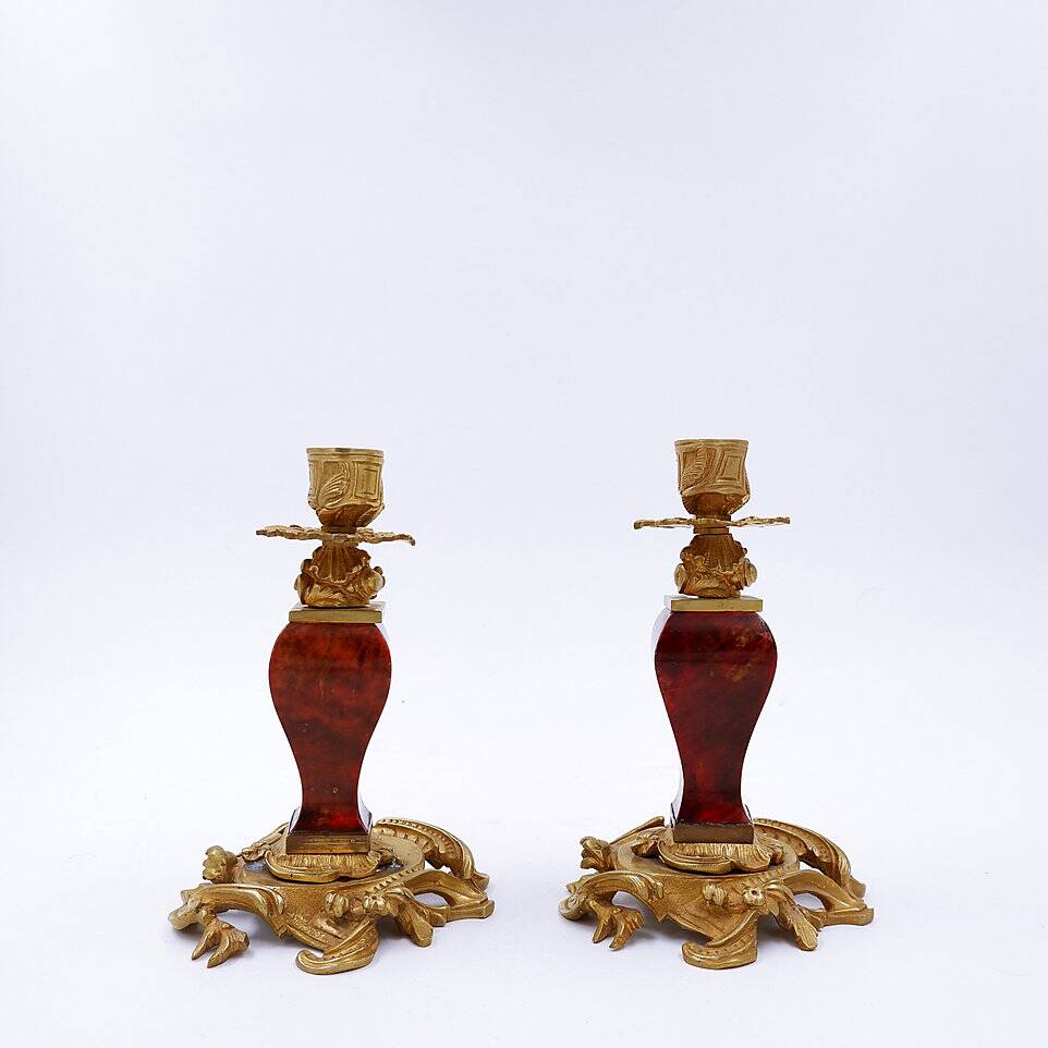 Pair of Napoleon III style gilt bronze Candle Holders