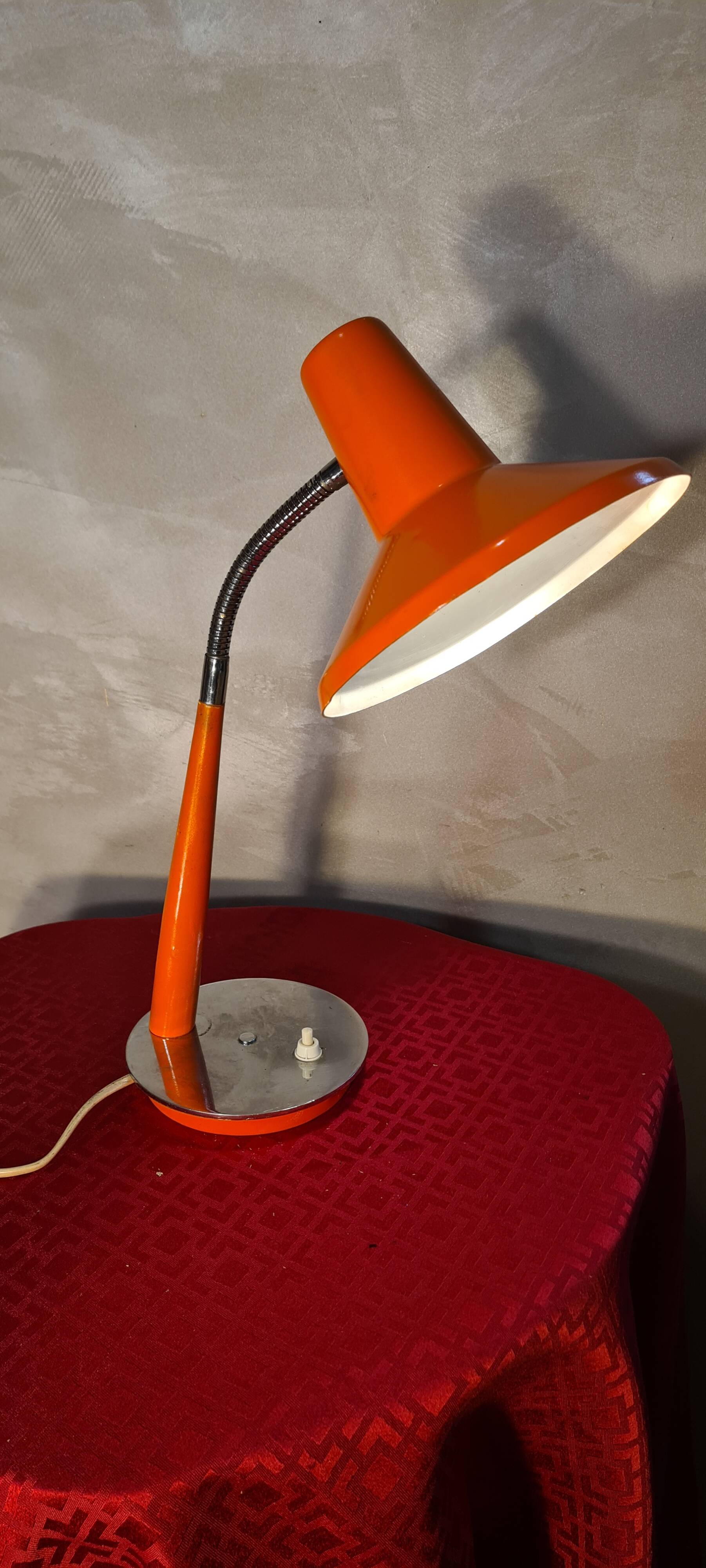 desk lamp 1960 to 70 orange slight signs of wear 42x26 good condition