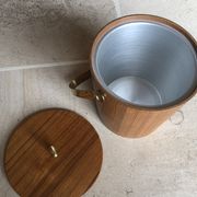 Scandinavian ice bucket in teck wood plating 1950