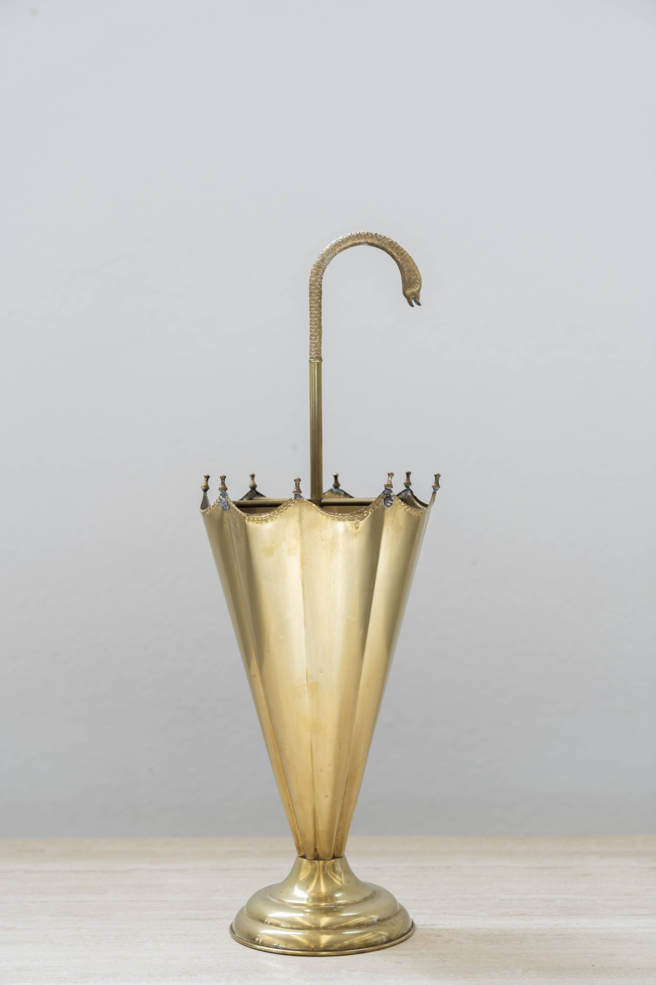 Mid-century hammered copper umbrella holder 1950