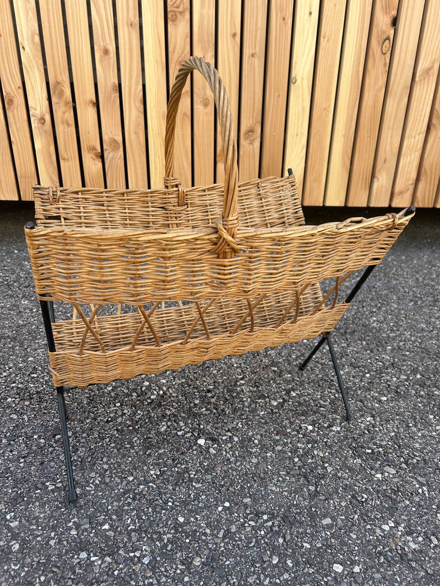 metal and rattan magazine rack