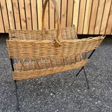 metal and rattan magazine rack