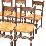 Set de 8 chaises paillées art déco 1940