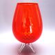 Vintage Italian tulip-shaped ribbed glass footed vase 1960s design 50-60s