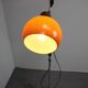 Adjustable double floor lamp in "Space Age" style, Hungarian from the 1970s, in orange and chrome brown.