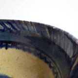 Blue enamelled terracotta cup