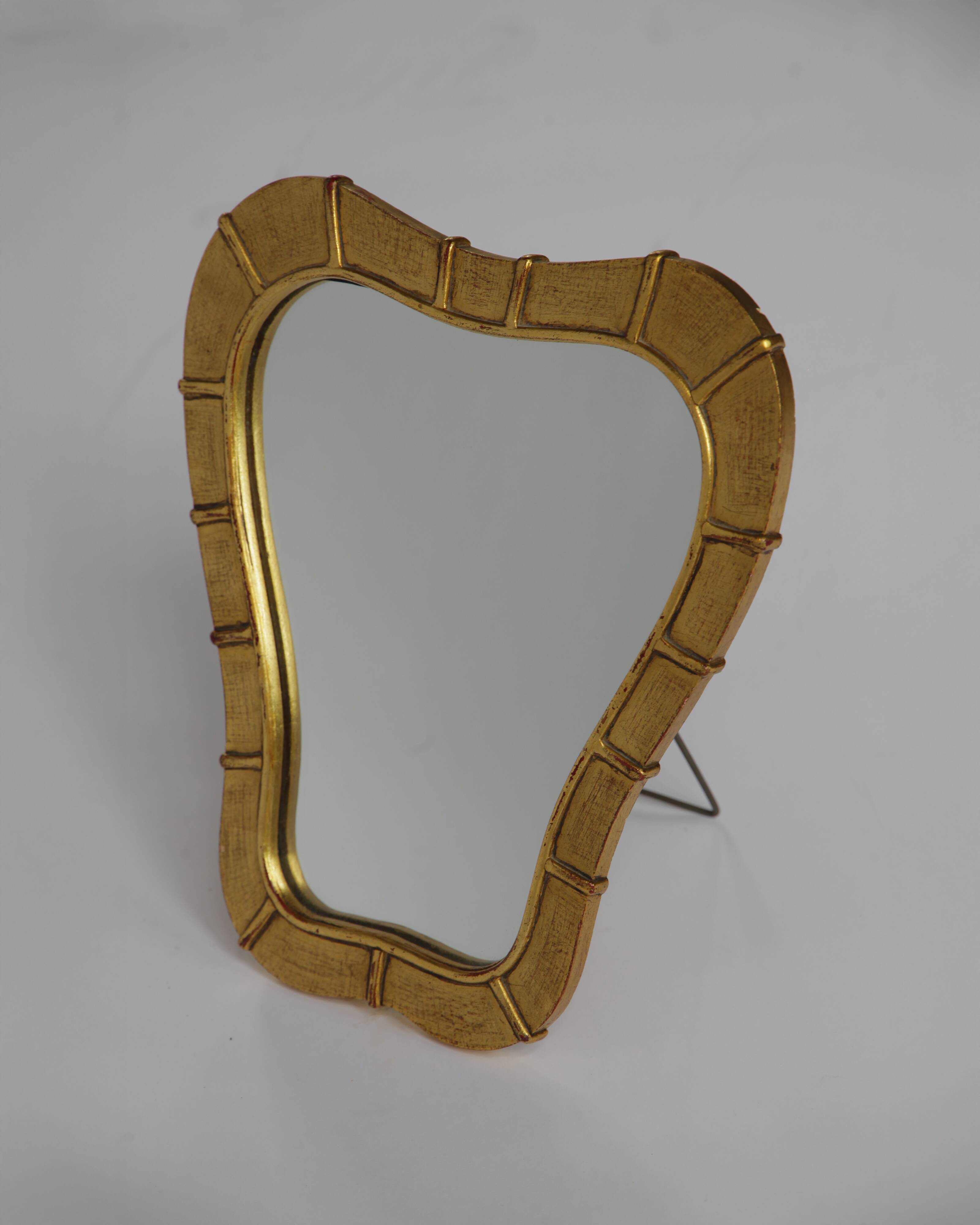 Italian table mirror in gilded wood, 1950s
