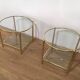 Pair of round brass side tables