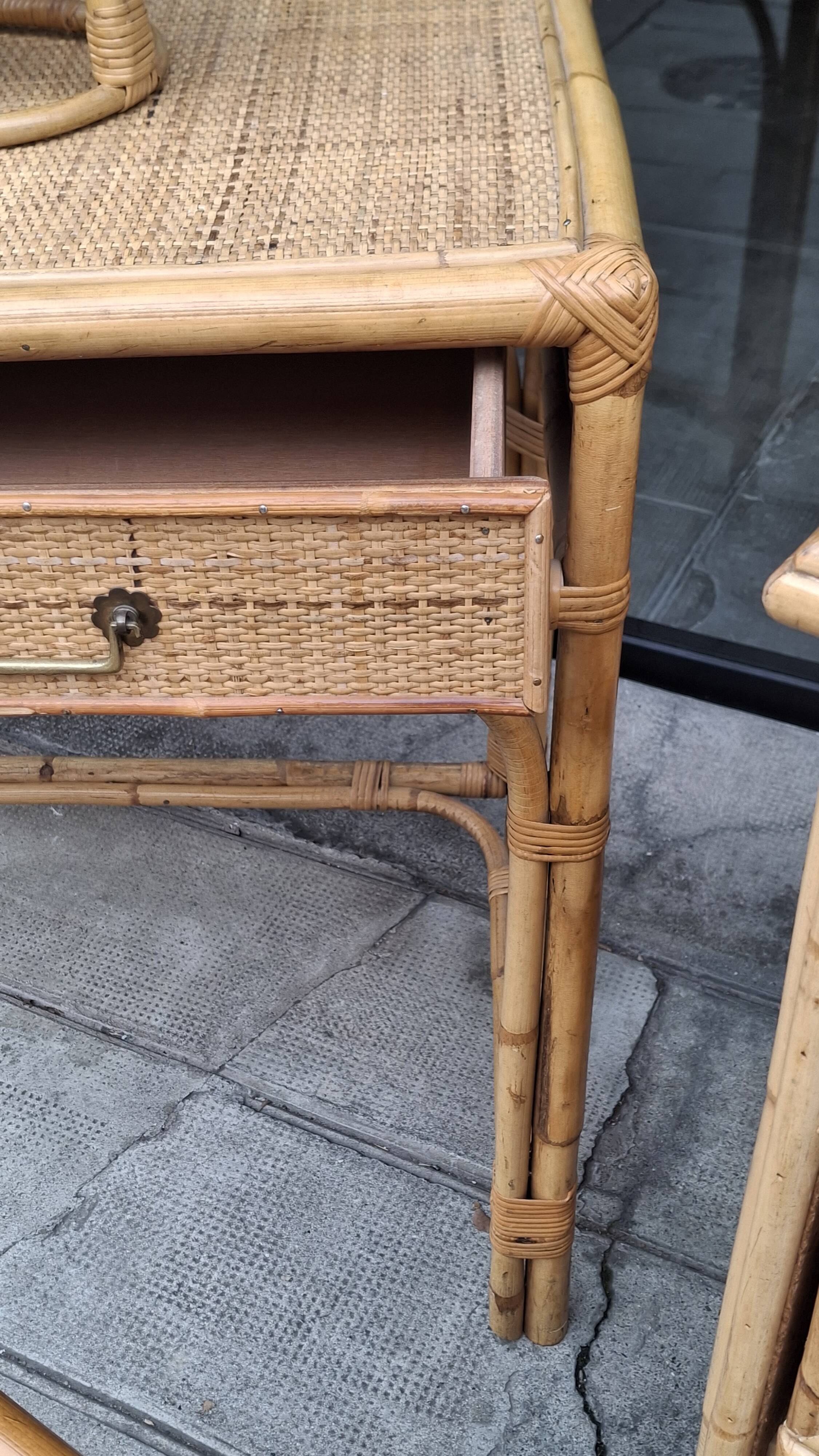 Woven rattan and wicker furniture. Vintage.