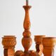 Rustic wooden pendant chandelier candleholder from Smålandsslöjd, Sweden, 1975
