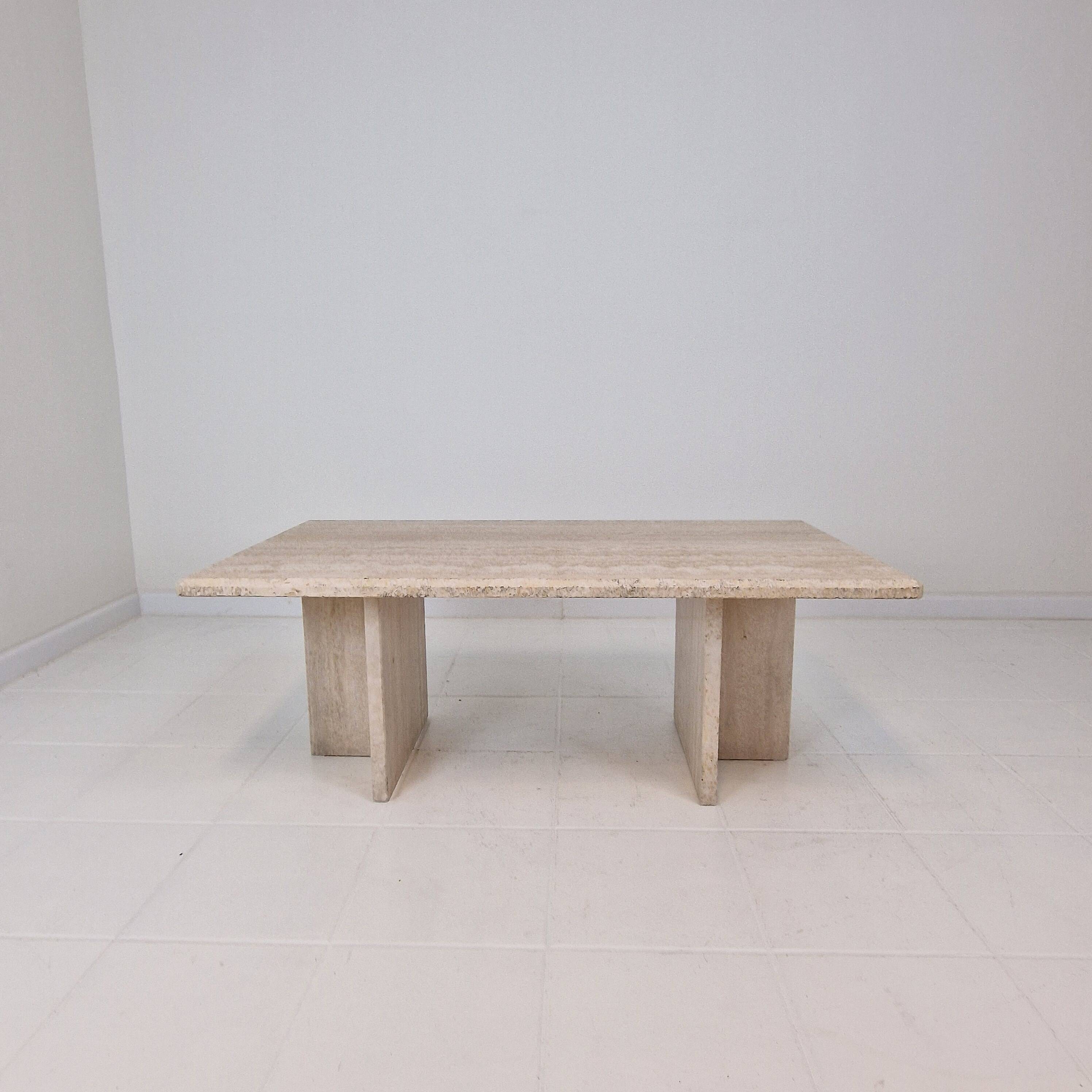 Rectangle Travertine Coffee or Side Table, Italy 1980's