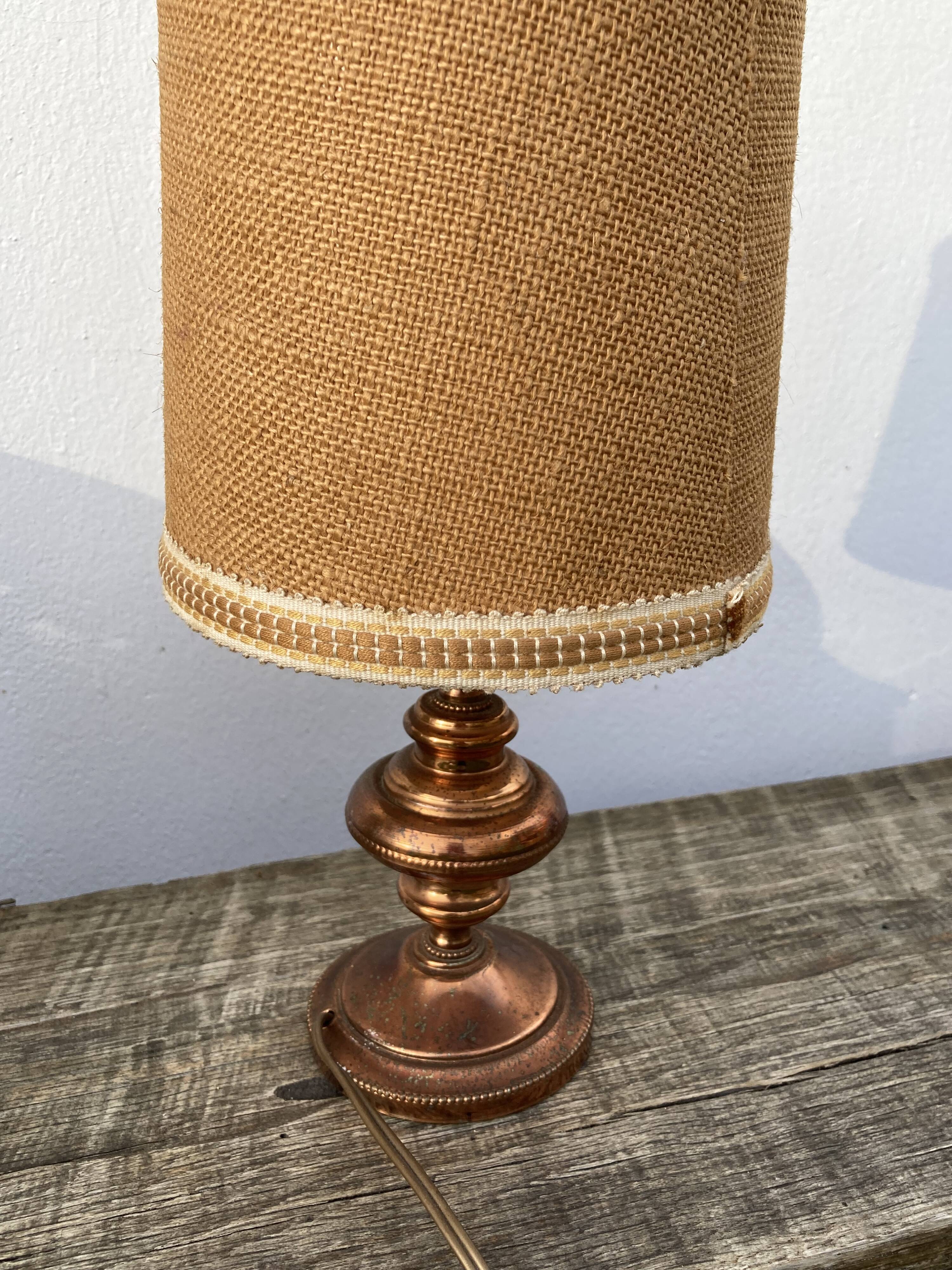 Copper lamp and fabric lampshade from the 70s
