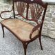 Sofa bench in curved wood and rattan fischel