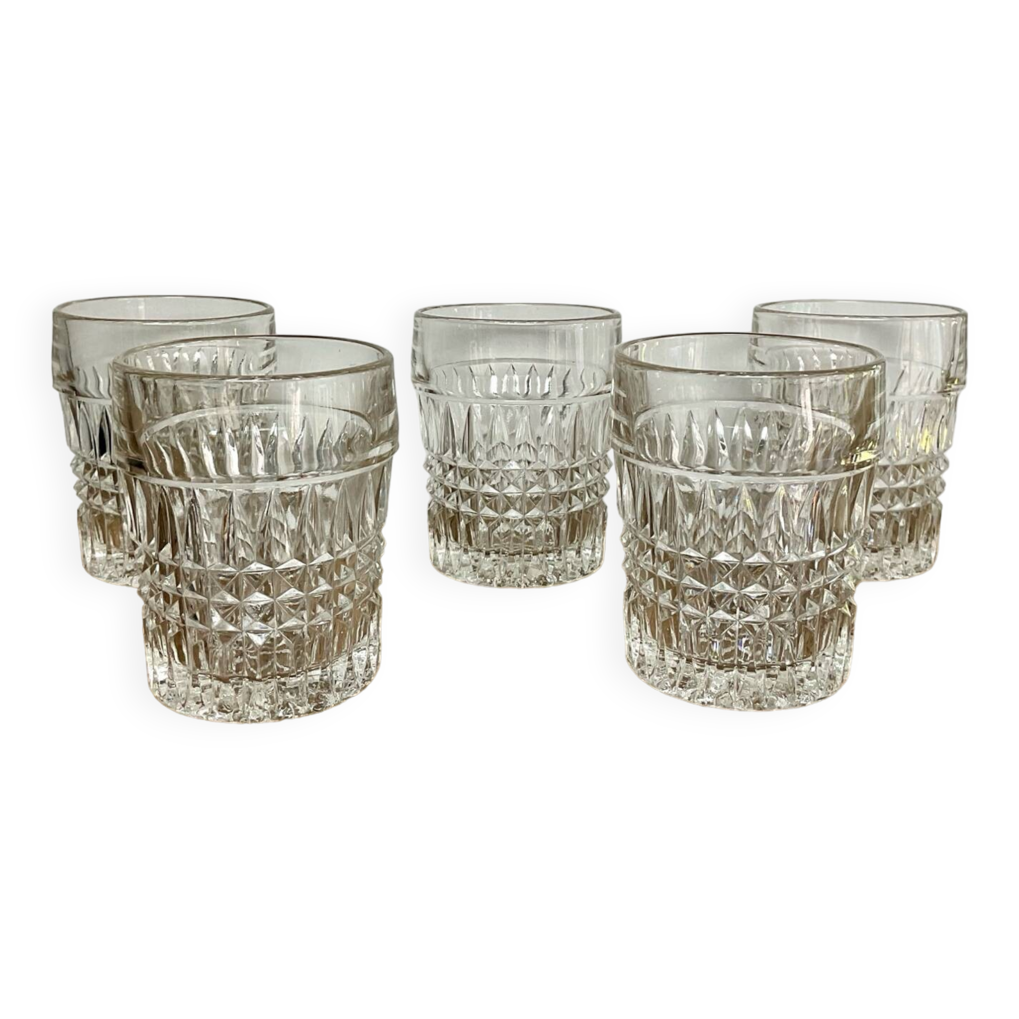 5 vintage whiskey glasses