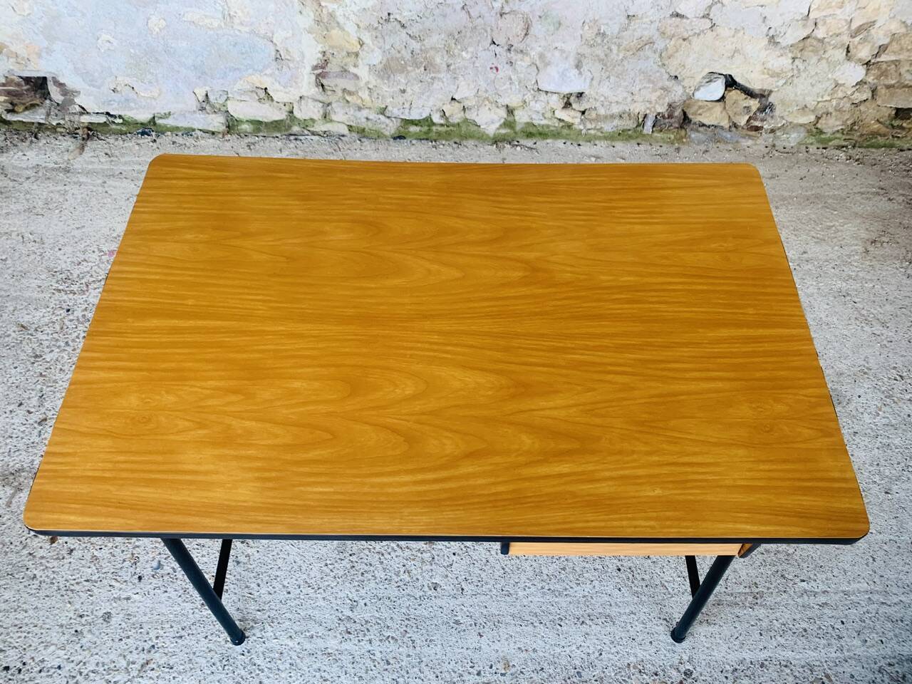Vintage metal and formica desk with 2 drawers, circa 60's