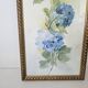 Tableau Aquarelle Fleurs Hortensia Signé J. Verne