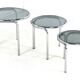 Italian round chrome nesting tables with smoked glass - set of 3
