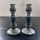 Pair of green ceramic candlesticks