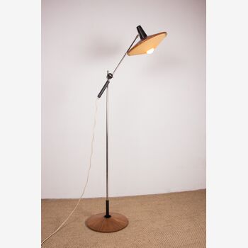 Large tilting luminaire in Steel and Teak by George Frydman 1960.