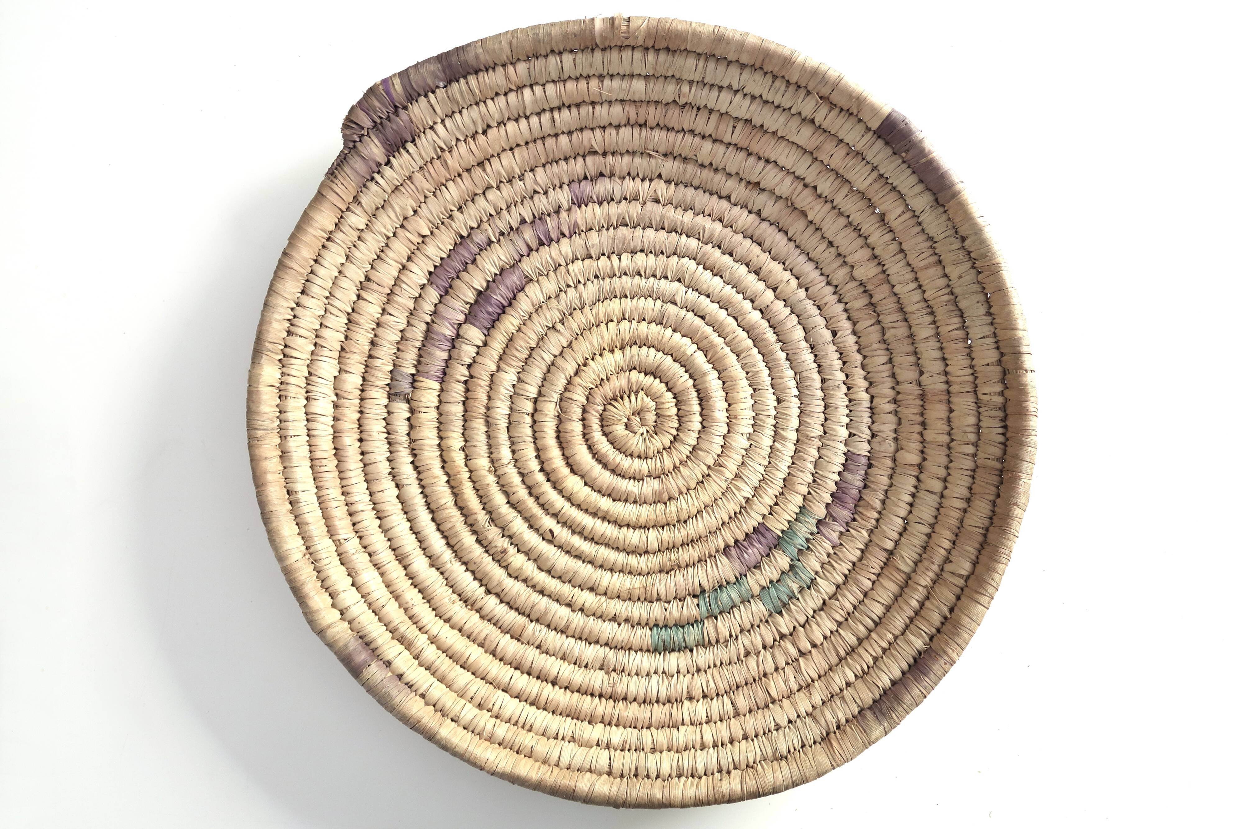 Braided round ethnic tray or wall decoration