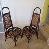 RARE - Set of 2 rattan and cane chairs - 1950 - Dirk Van Sliedrecht style