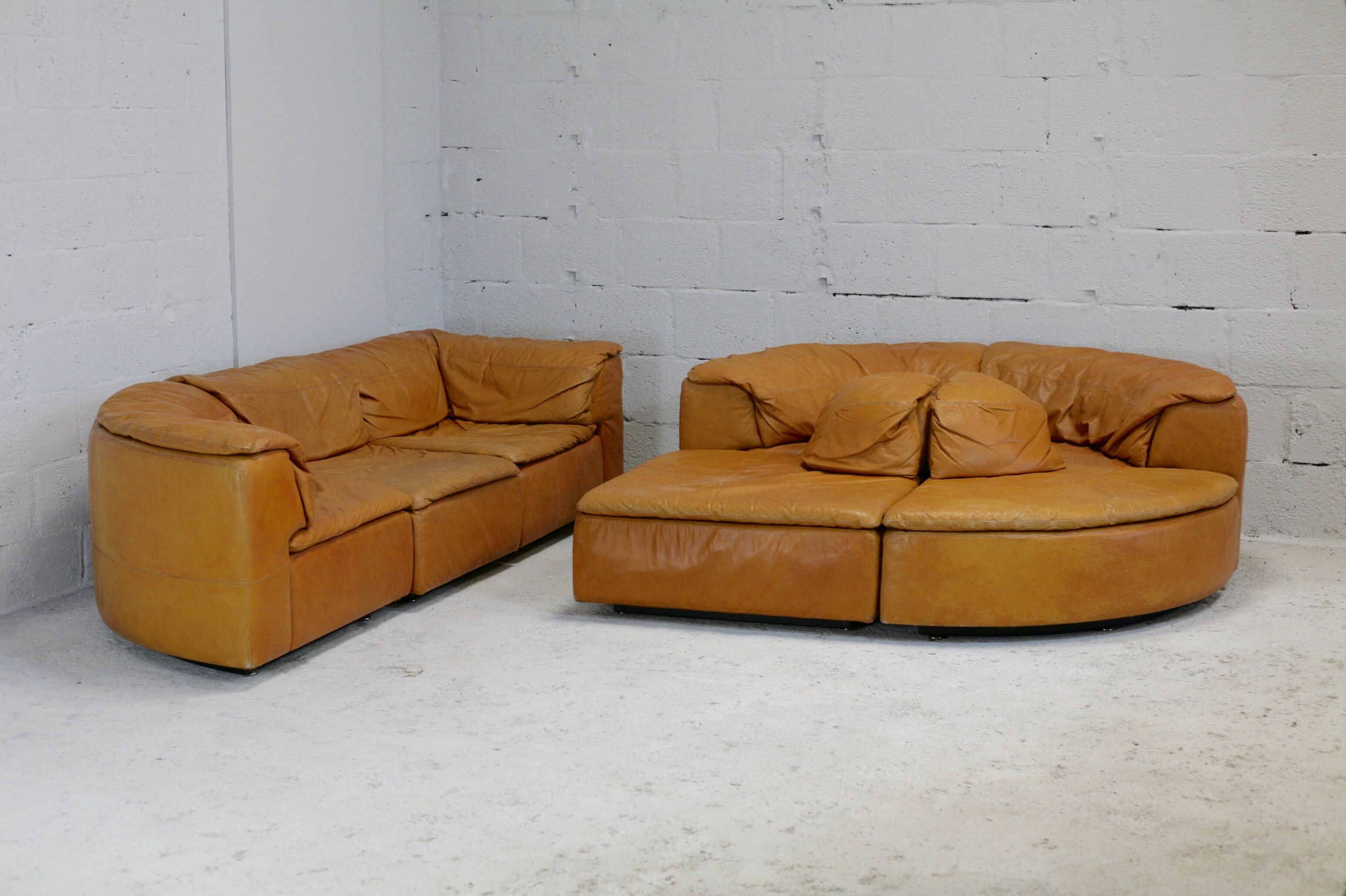 Leather modular sofa, 7 elements, 70s