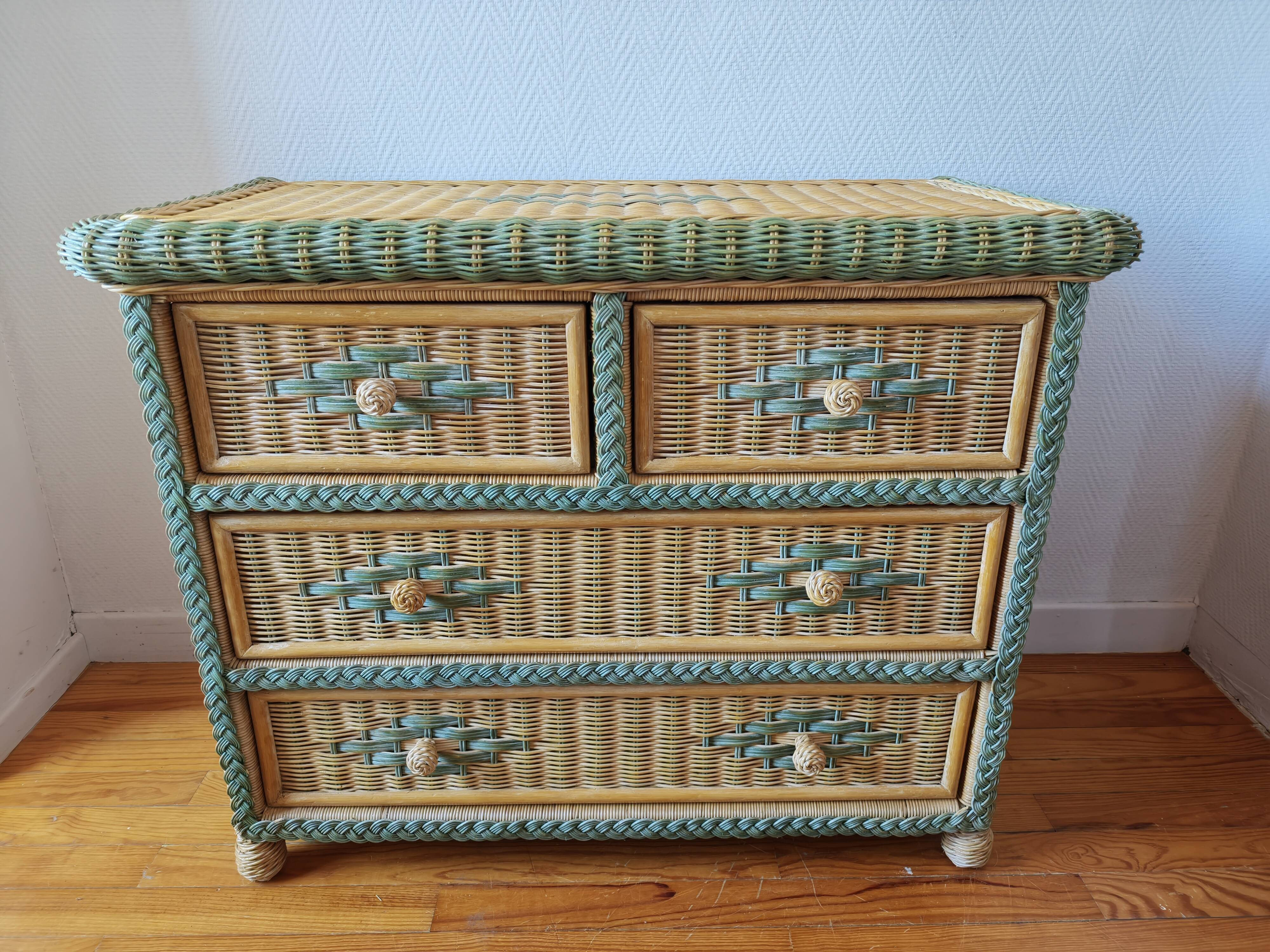 Rattan and wicker commode from the 70s – 80s