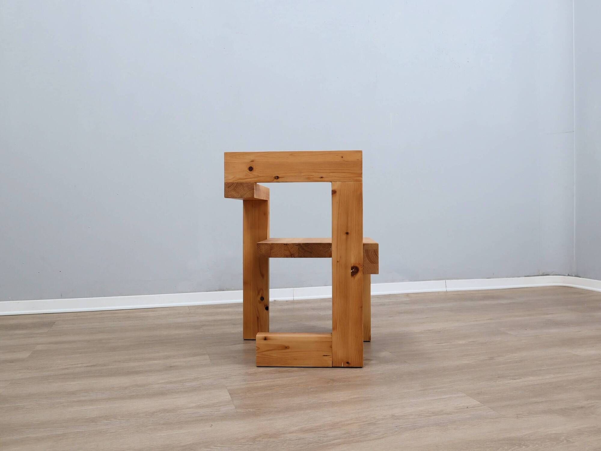 1980s Steltman Chair larch wood by Gerrit Rietveld