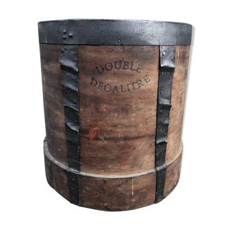 Ancient double grain measure wood and iron mill decal