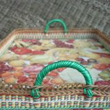 Vintage tray, wicker and braided scoubibous