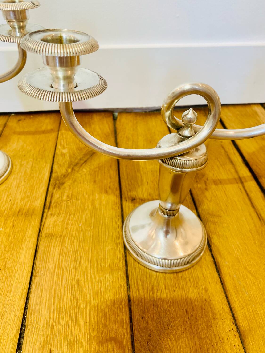 Magnificent pair of Chritofle candlesticks, Royaumont model - 1950s