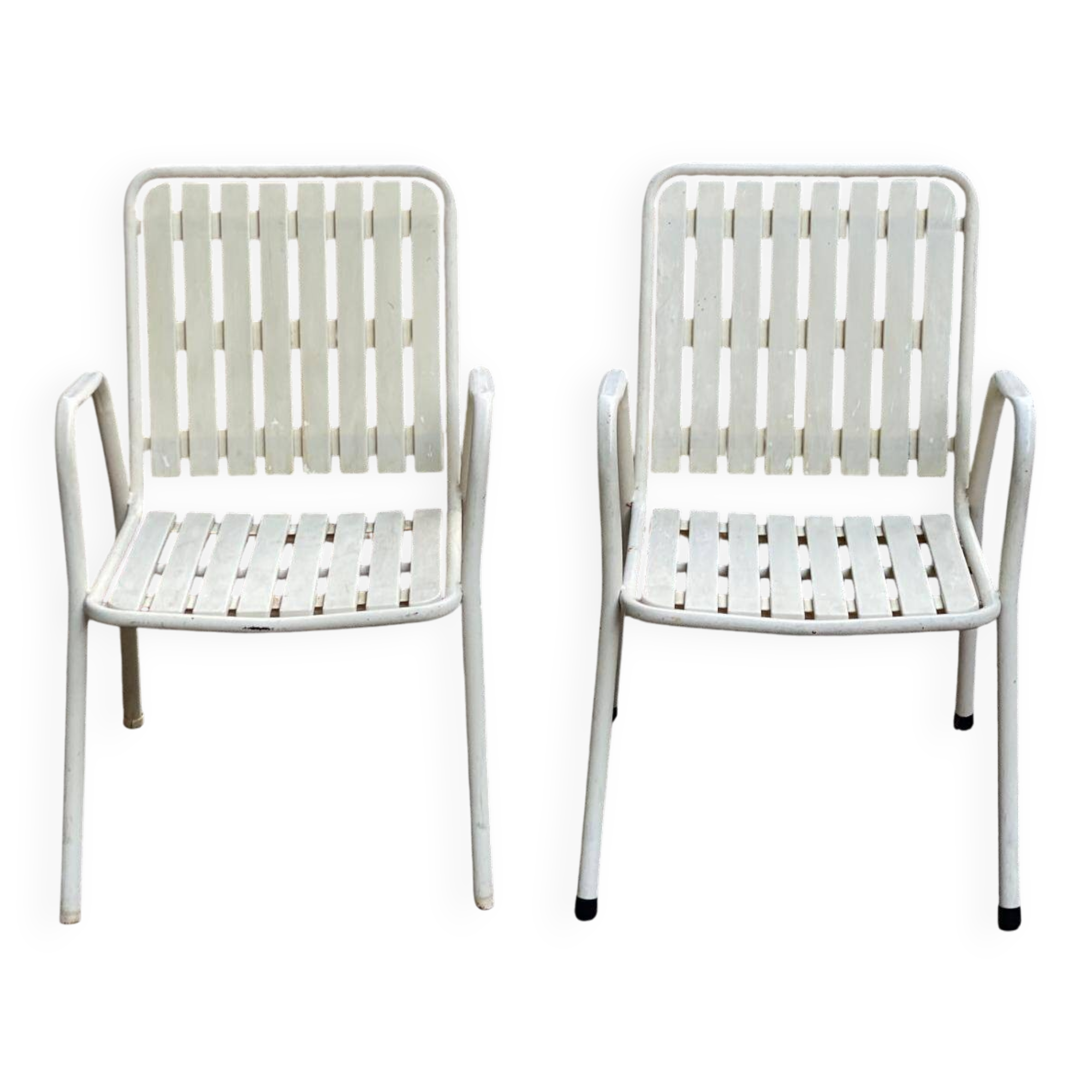 2 white emu rio garden armchairs with armrests