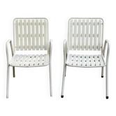 2 chaises fauteuils de jardin emu rio blanches avec accoudoirs