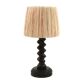 Wooden column lamp by Charles Dudouyt with raffia shade, 1940s.